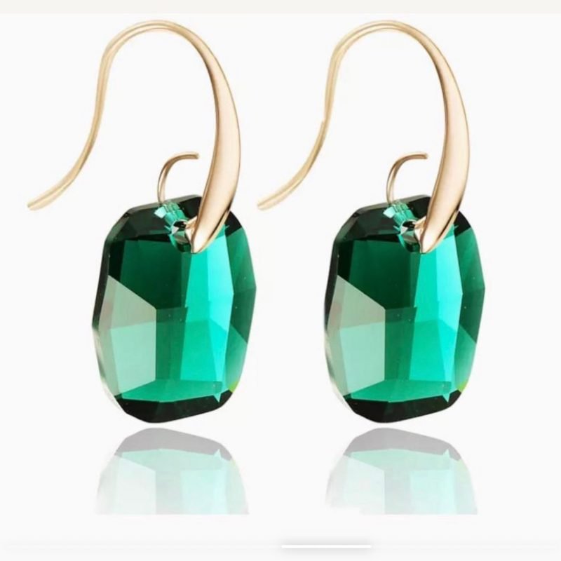 Caravanas de cristal verde esmeralda