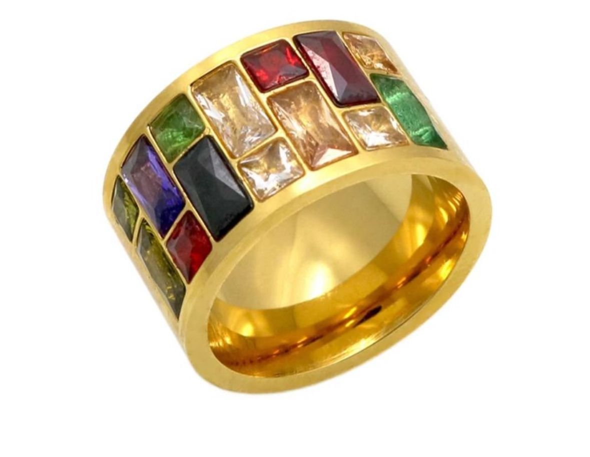 Anillo de Cristales Multicolor y acero