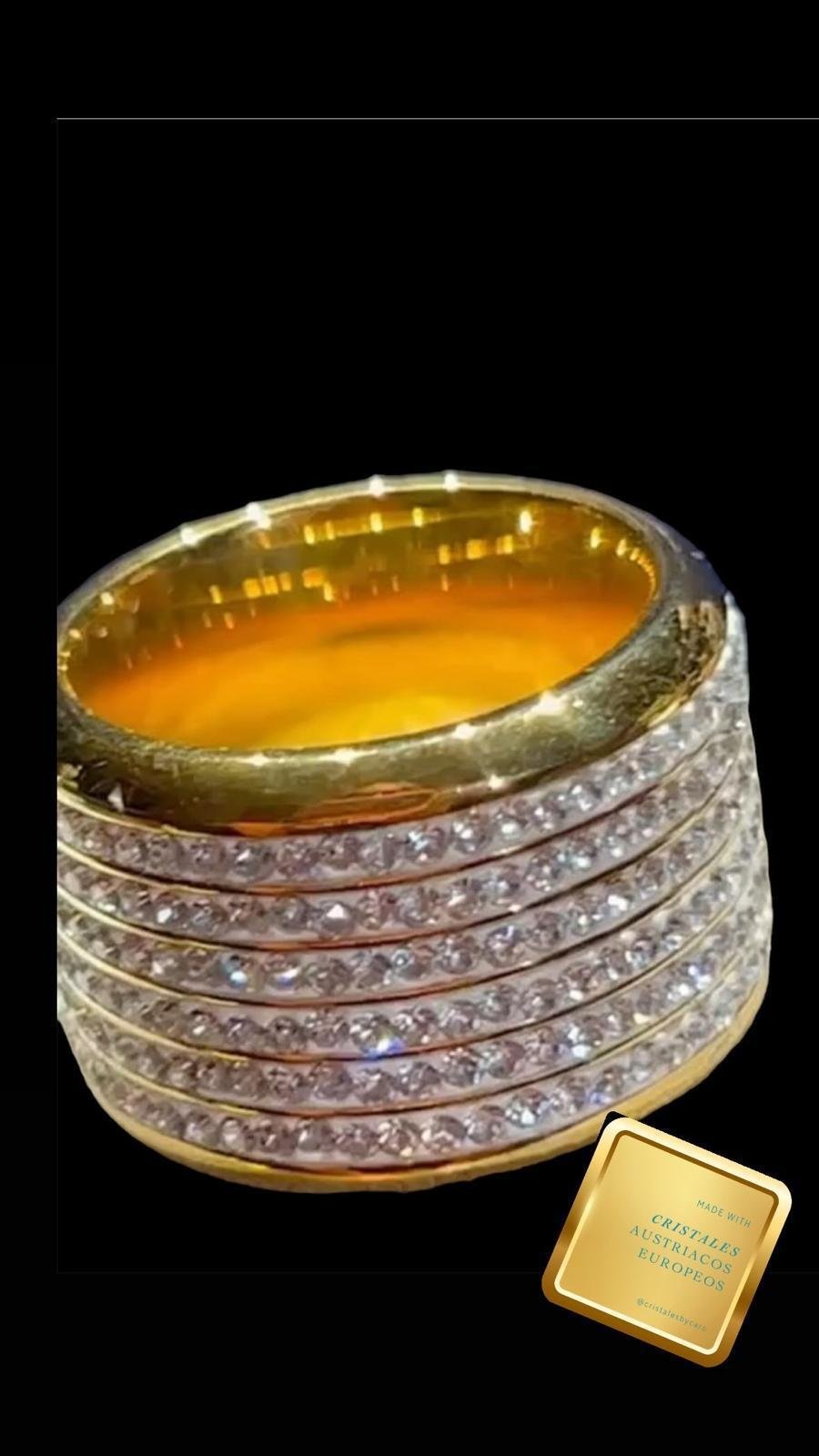 Anillo 6 filas de Cristales y Acero