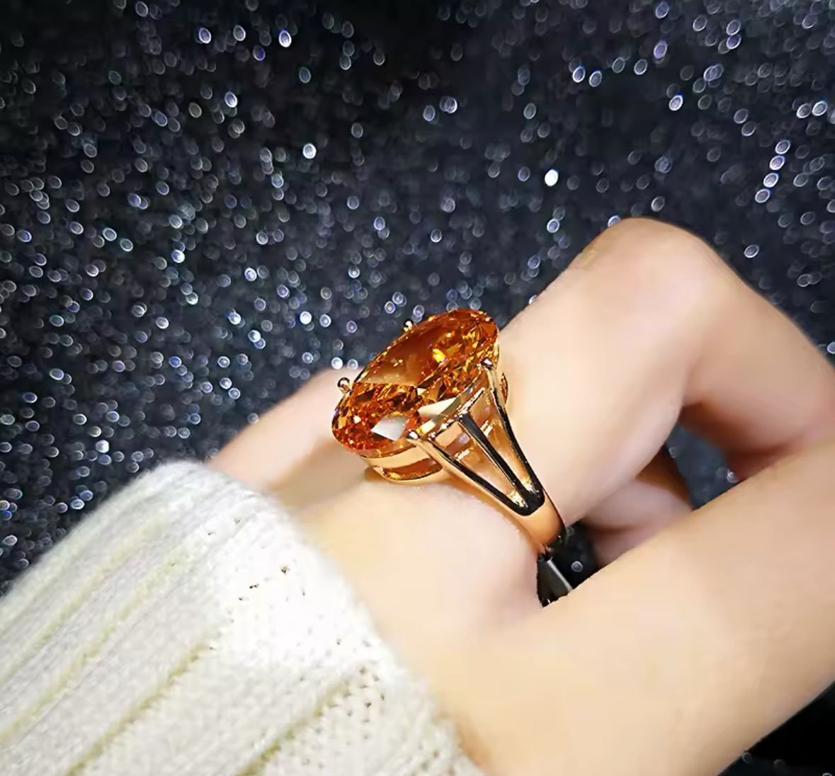 Anillo de Cristal redondo Ambar