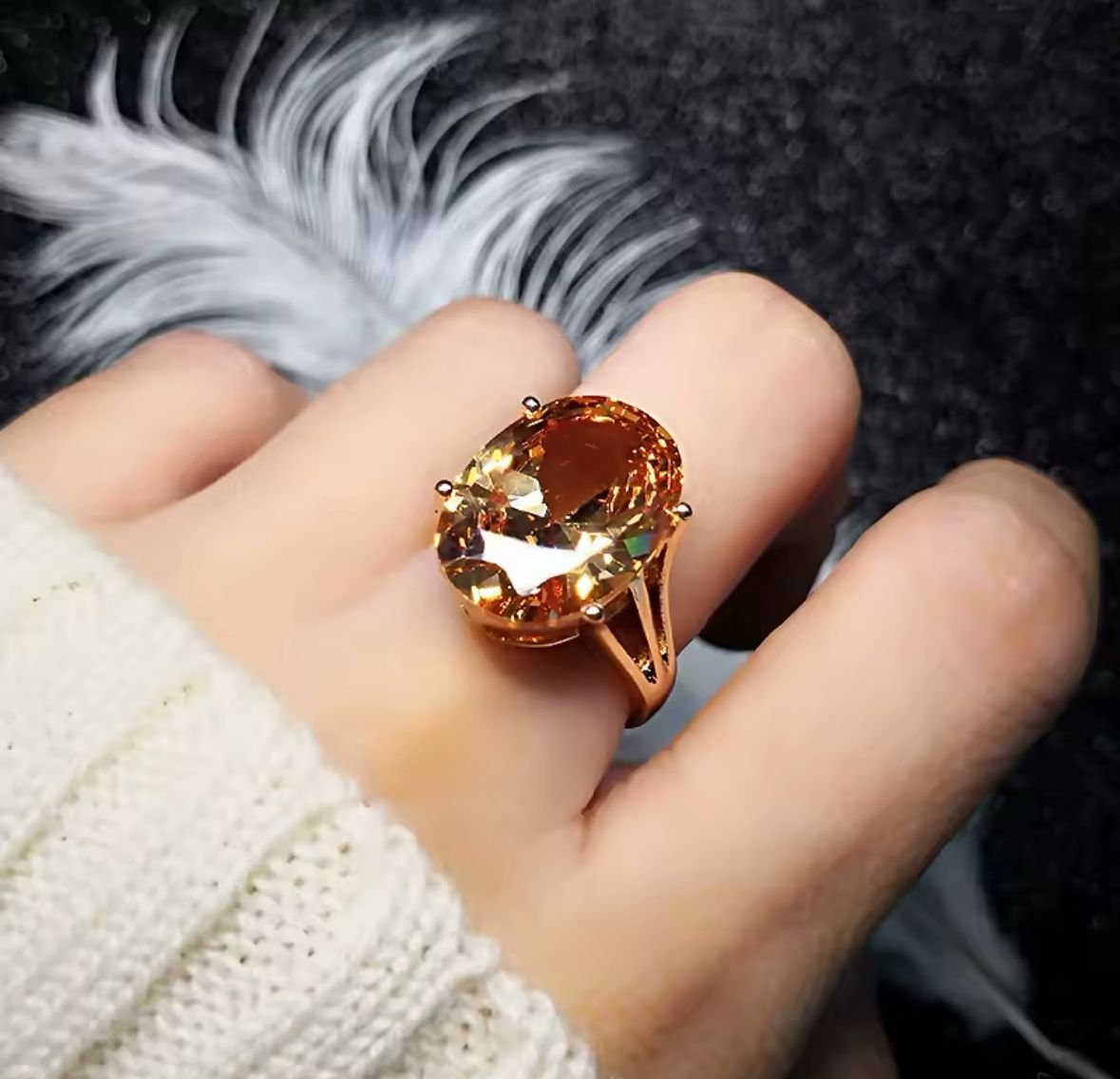 Anillo de Cristal redondo Ambar
