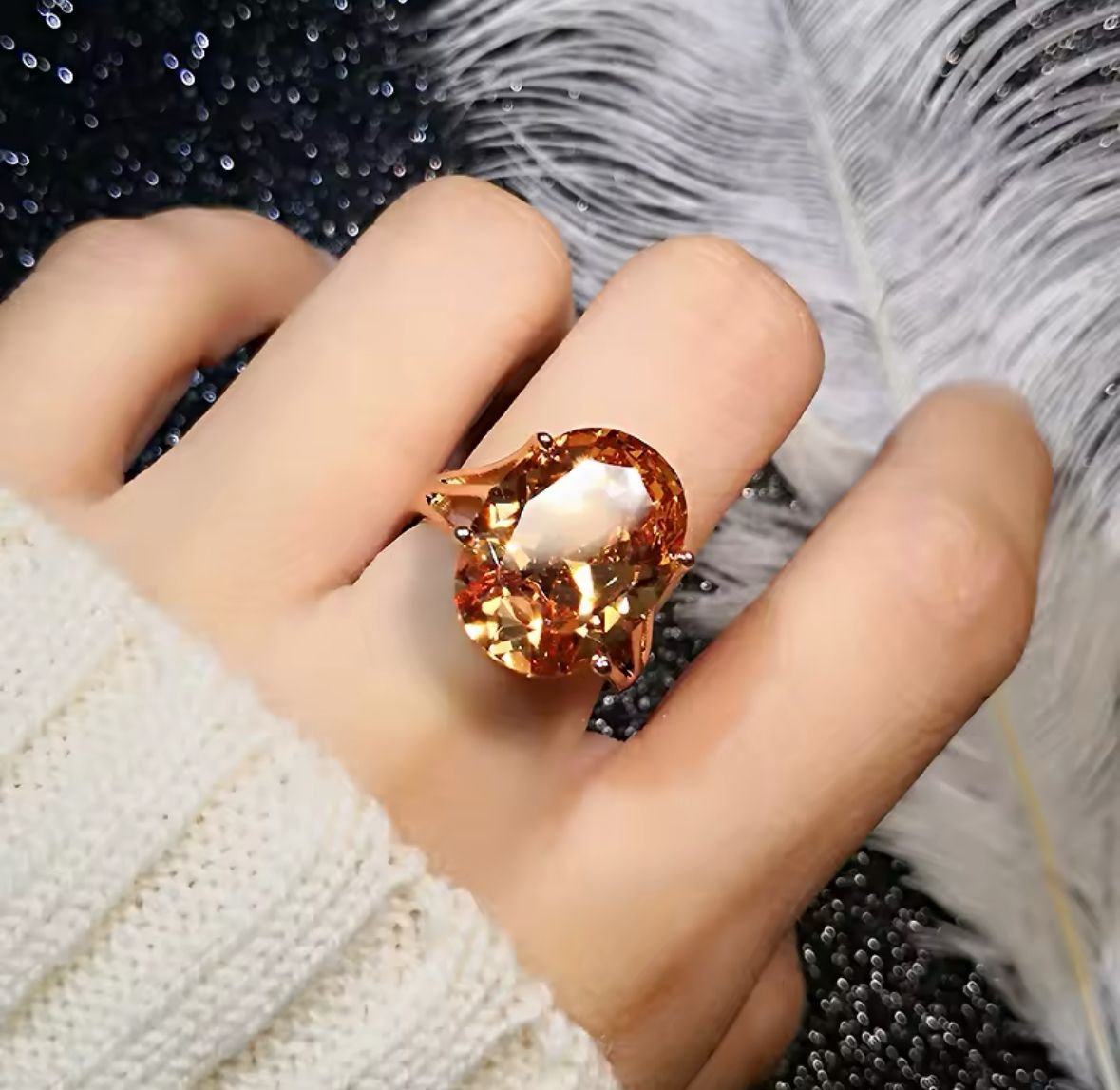 Anillo de Cristal redondo Ambar