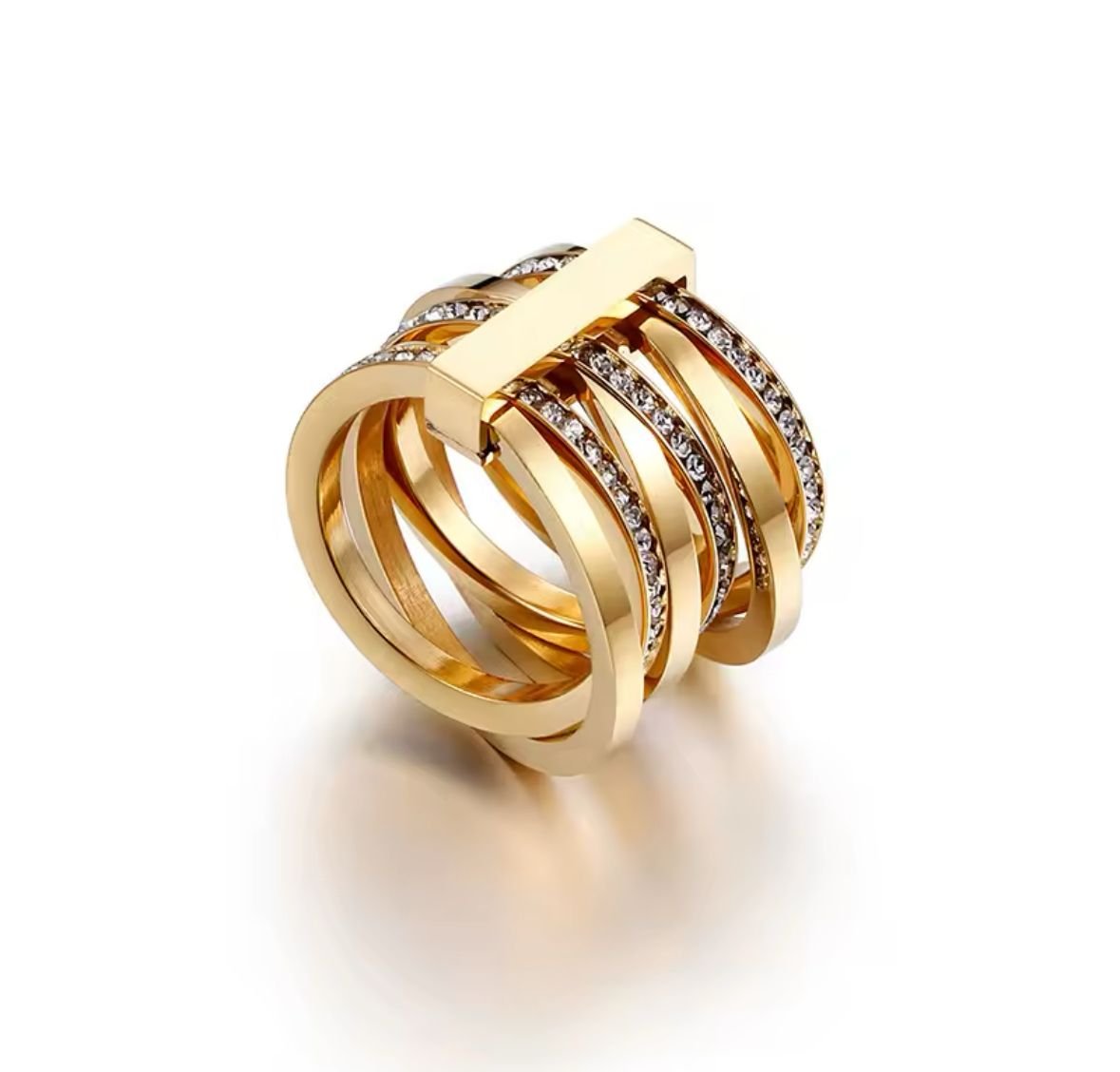 Anillo triple de Acero y Cristal