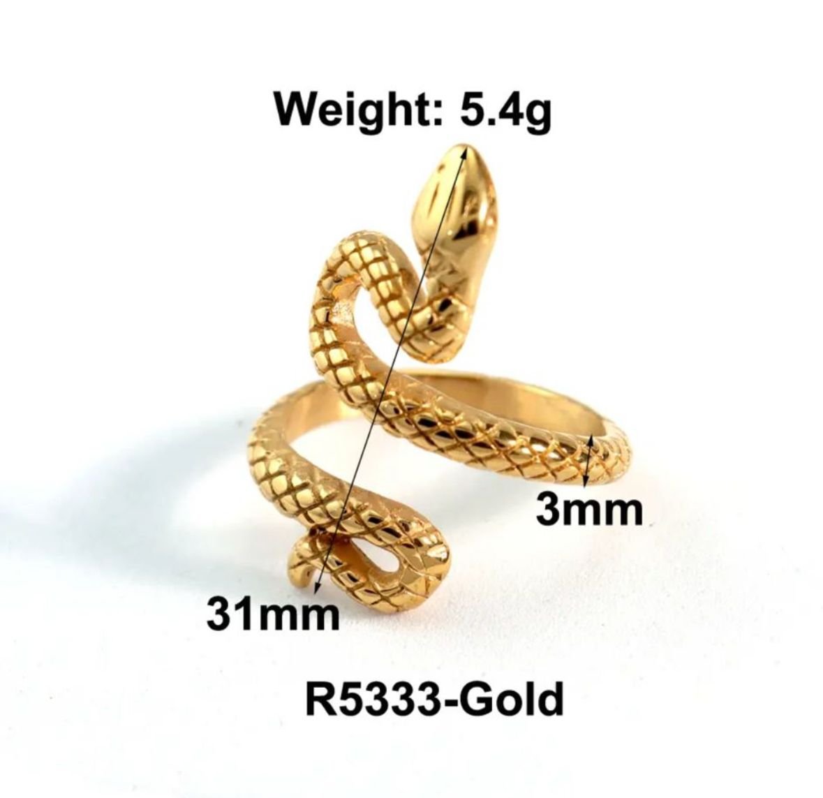 Anillo Víbora de Acero plateado y dorado