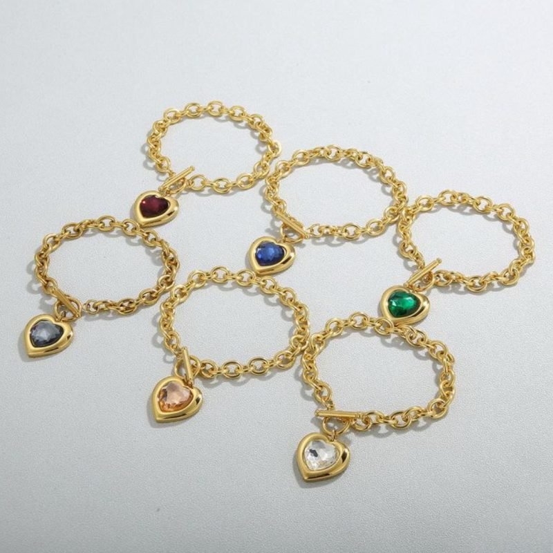 Pulsera Cristal de Corazon y acero