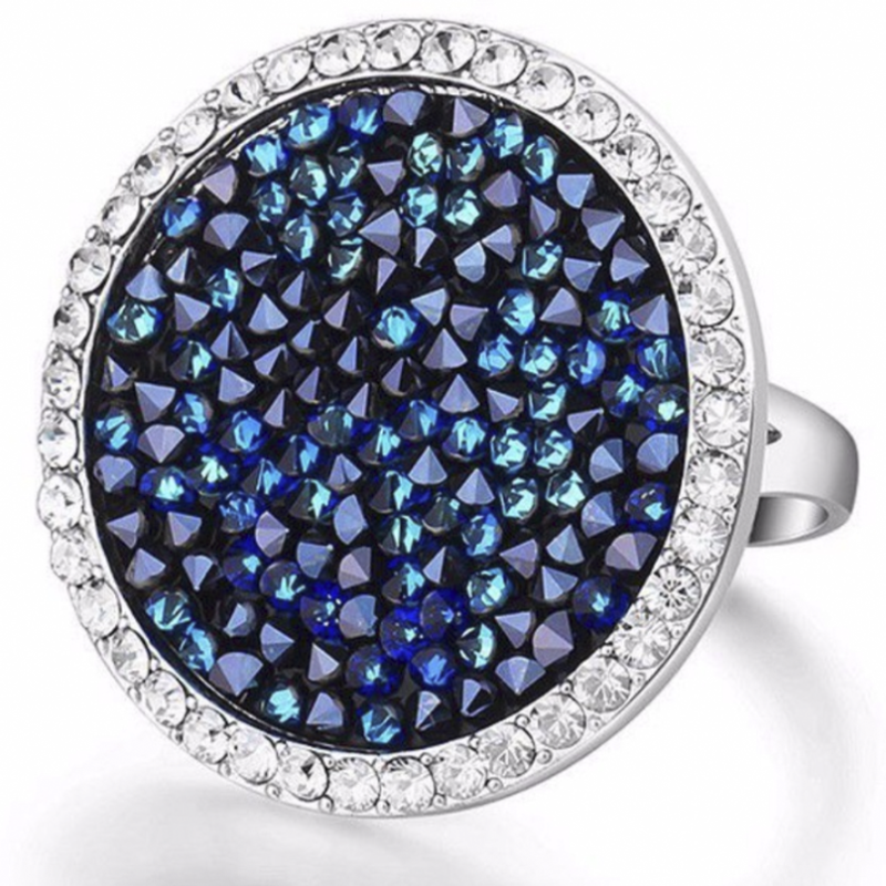 Anillo Grande de Cristal Austriaco Azul