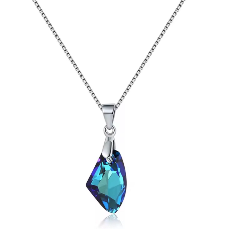 Collar Vertical Galáctico de Cristales Azules de Austria
