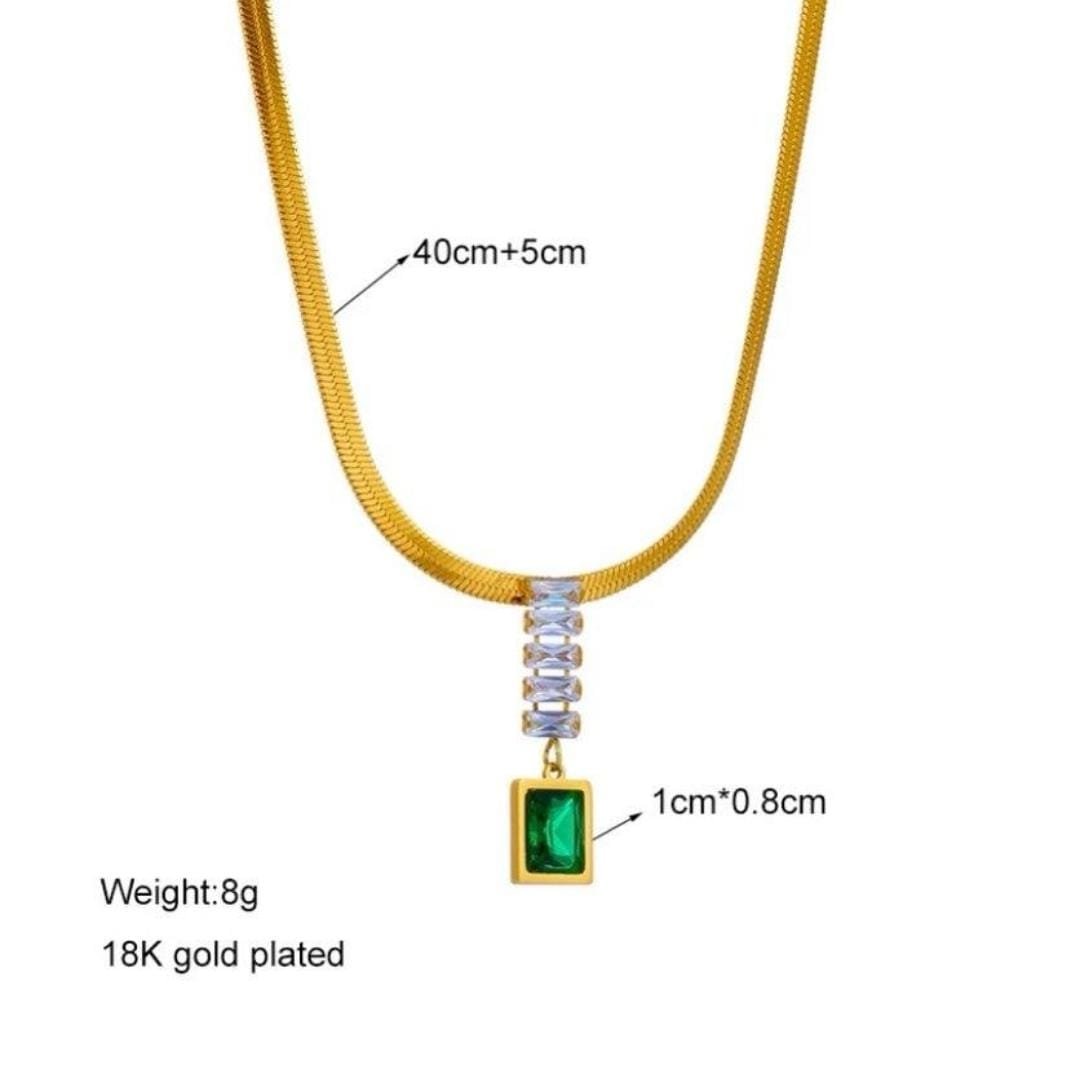 Collar Gargantilla Cristal Verde Esmeralda