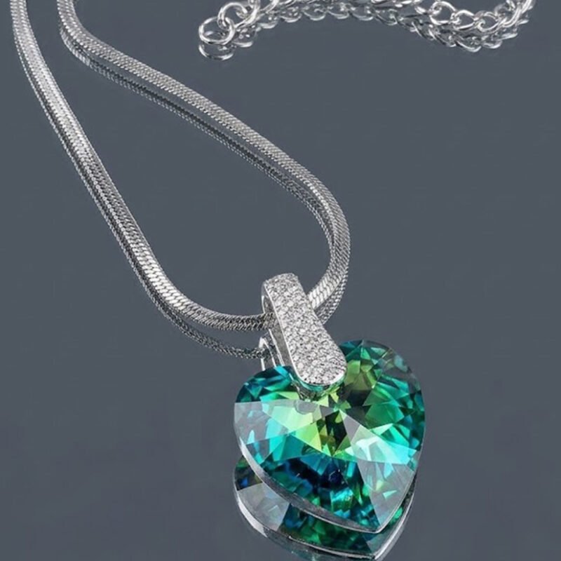 Collar corazón de cristal engarce plata 9,25