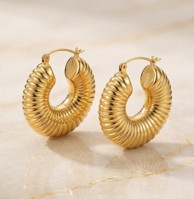 Aros grandes acero inoxidable tipo oro 18k